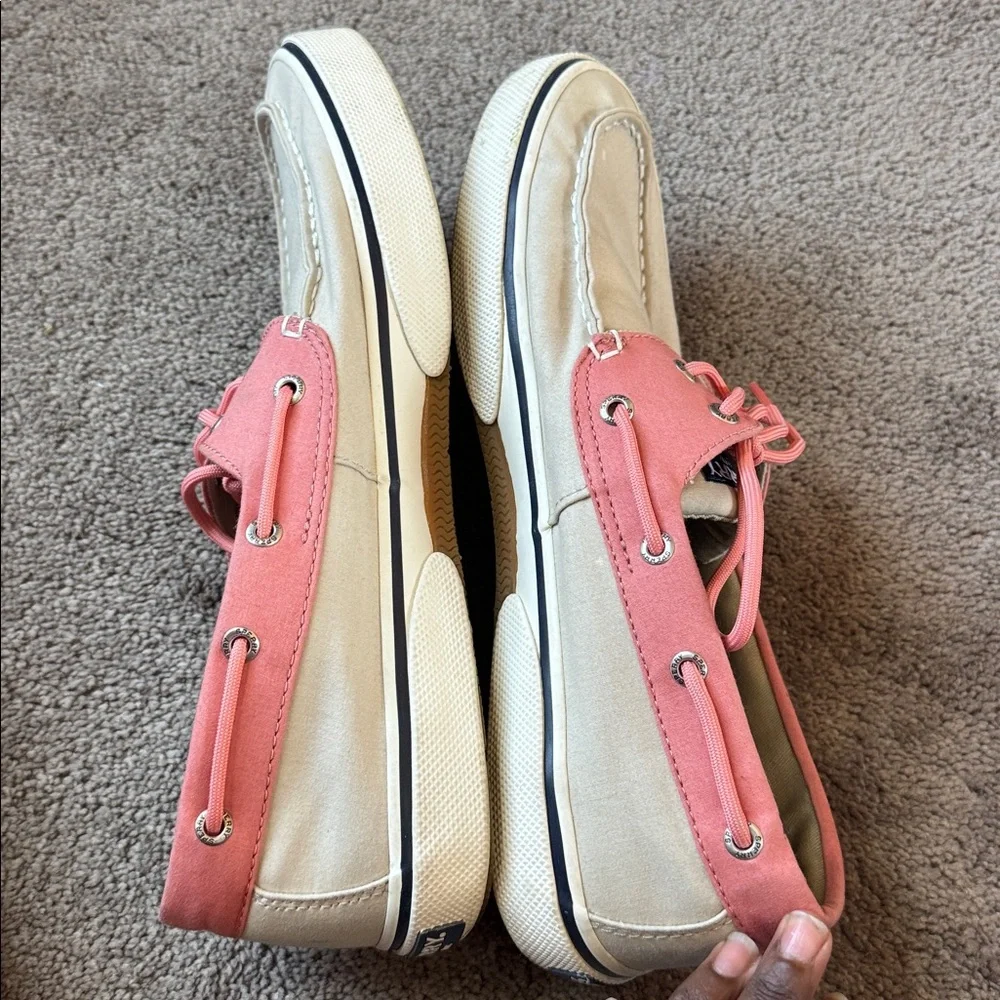 Sperry Halyard II Pink Cream Canvas Boat Deck Casual Shoes SIZE 11